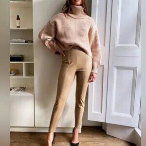 Aritzia Babaton Mace Pants Vegan Faux Leather Tawny Size 8